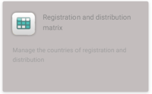 Registration and distribution matrix is greyed out.
